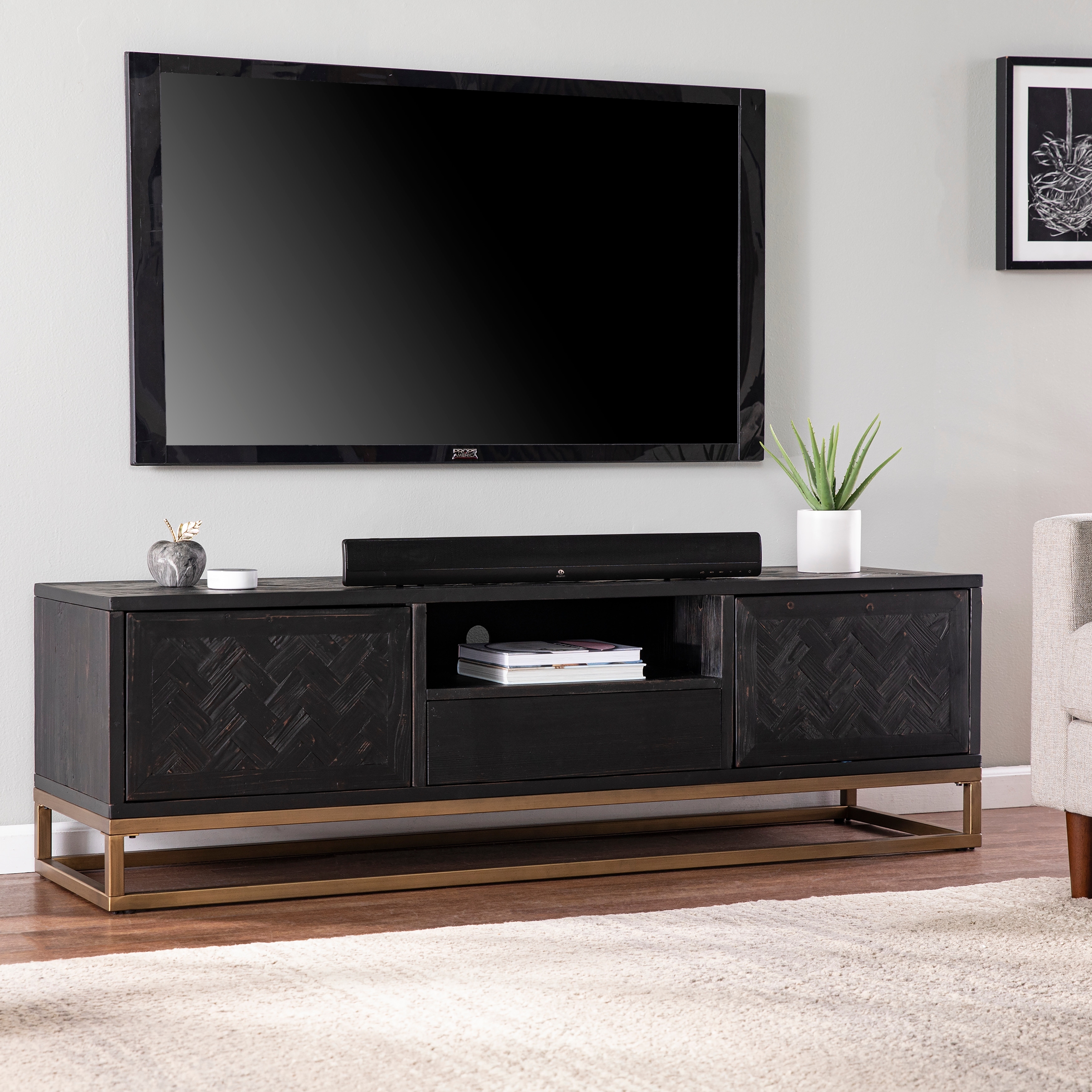 SEI Furniture Delgany Contemporary Black Media TV Stand for TV's up to 63"
