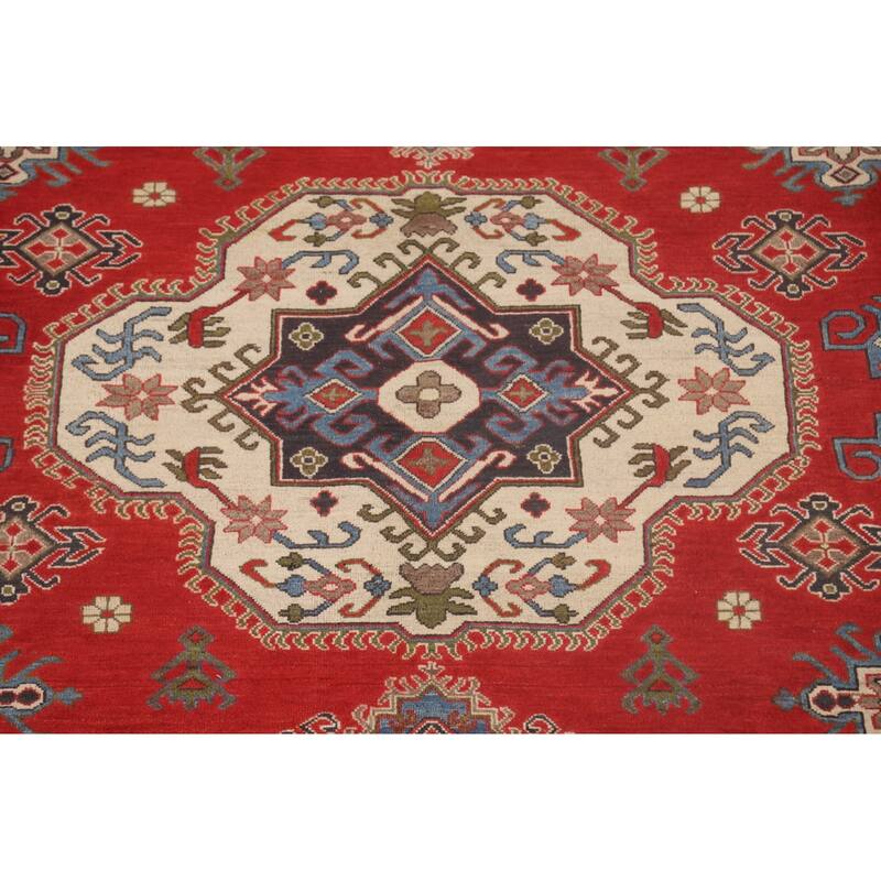 Traditional Kazak Oriental Area Rug Handmade Red Wool Carpet - 8'7"x 11'3"