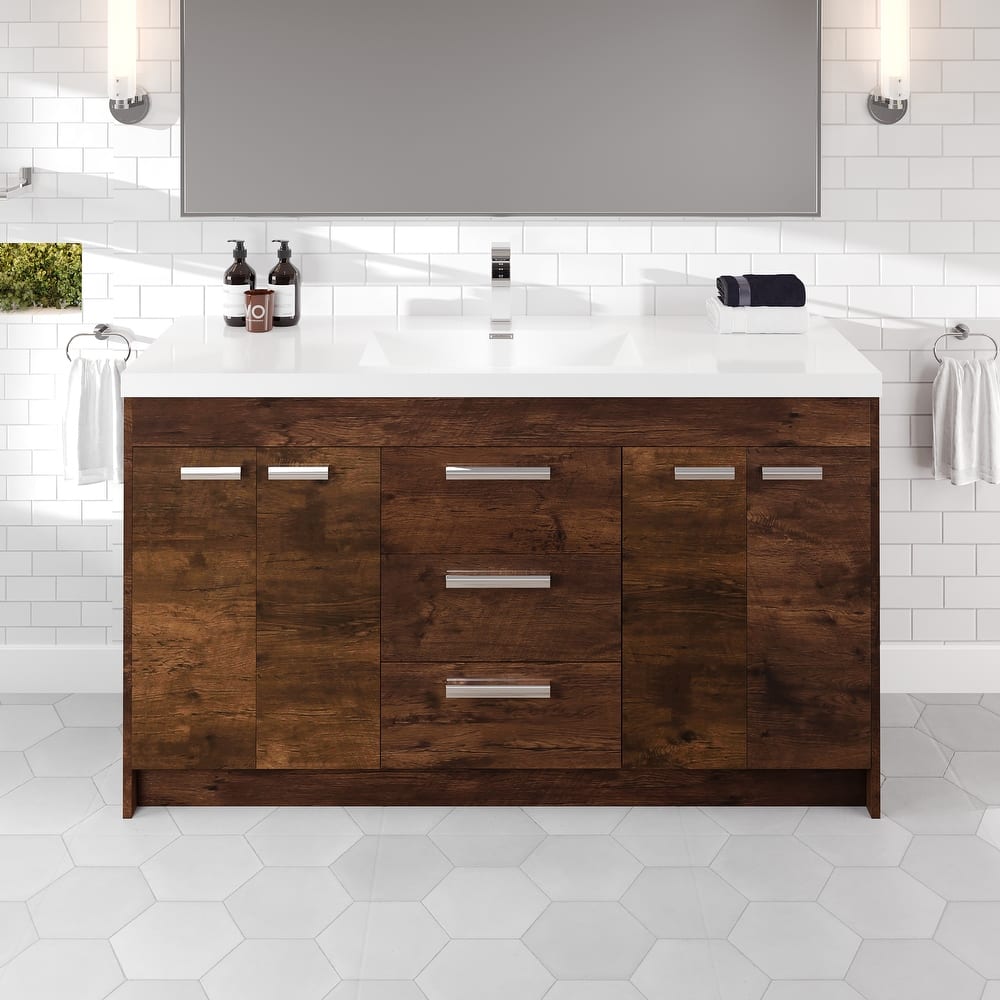 Eviva Lugano 60"W SS Bath Vanity with Acrylic Top and Integrated Sink