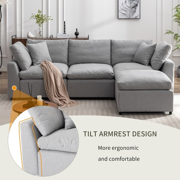 Modular Sectional Sofa L-Shape 4-Seat Down Filled