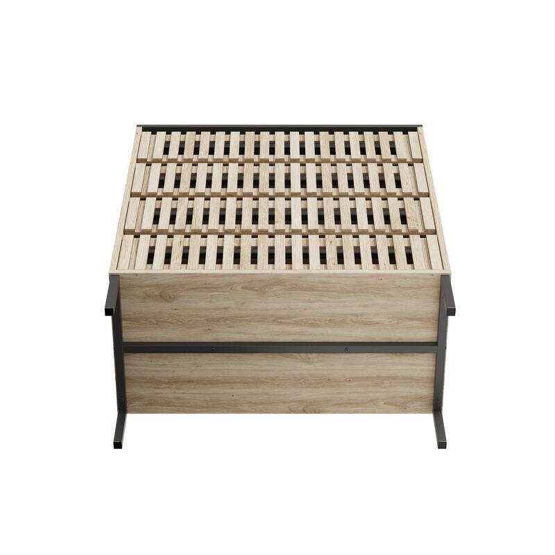 4-Drawer Vertical Chest Storage Cabinet with Slatted Drawer Fronts, Bedroom Clothing Storage