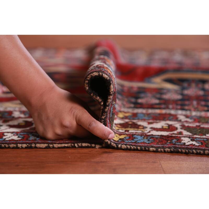 Hand Knotted Oriental 100% Wool Carpet Traditional Medallion Navy Blue & Blues Hamedan Area Rug - 6' 7'' X 4' 2''