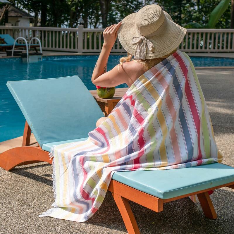 SandFree Cotton Oversized Turkish Beach Towel with Tassels - 35x75