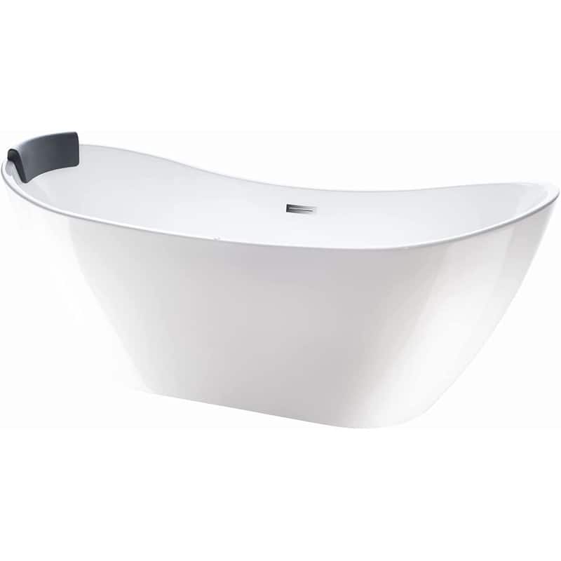 Vanity Art 71" Freestanding Acrylic Soaking Bathtub with Slotted Overflow & Pop-up Drain with Air Bath Option Available