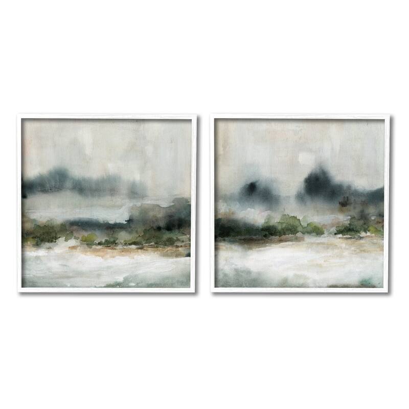 Stupell Somber Abstract Landscape Mountain Watercolor Details 2 Piece Framed Wall Art, Design by Carol Robinson - 17 x 17 - White