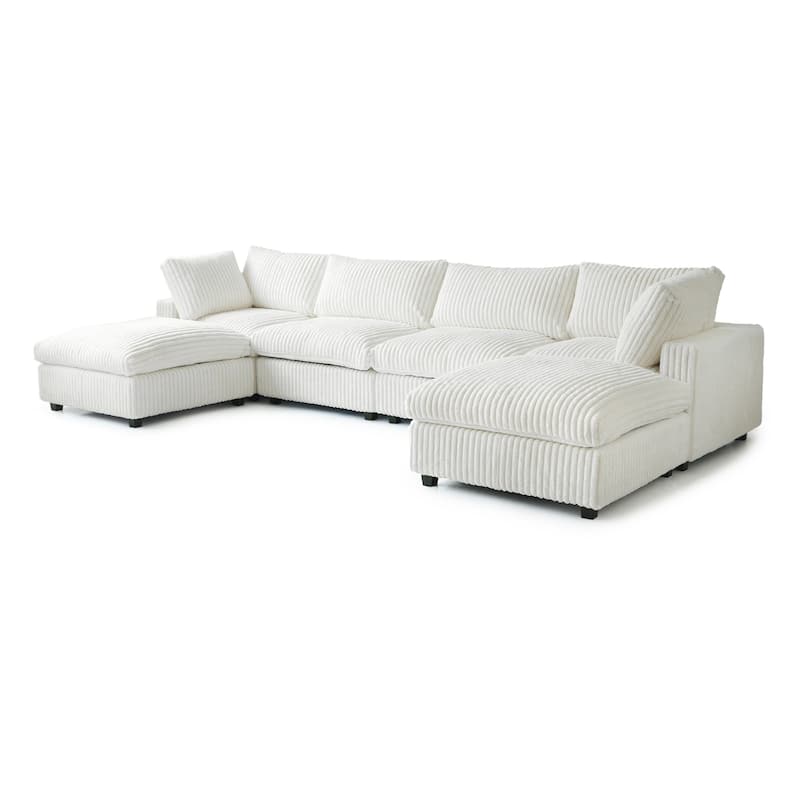Soft Plush Upholstered Modular Sectional Sofa U-shaped Down Filled Living Room Couch-5 Seaters/6 Seaters