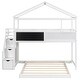 preview thumbnail 7 of 16, Twin over Full House Bunk Bed with Storage Staircase and Blackboard, White