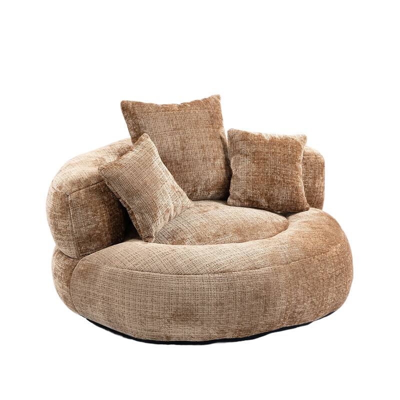 Chenille Upholstered Durable Comfort Lounger High Back Bean Bag Lazy Sofa With Three Pillows
