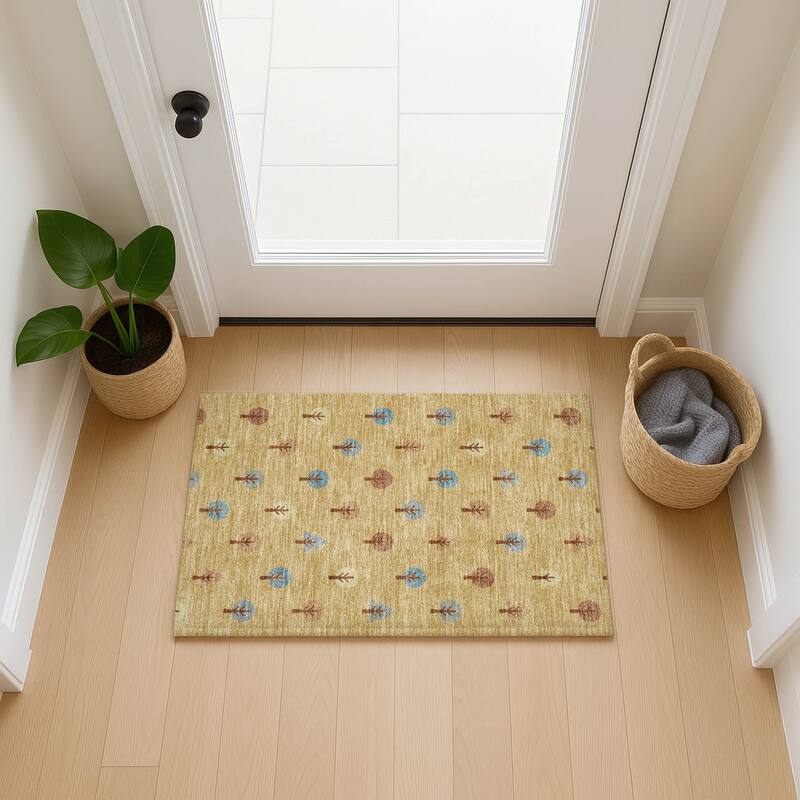 Machine Washable Indoor/ Outdoor Modern Mulvane Chantille Rug