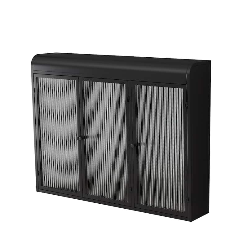 3 Door Arched Wall Mounted Glass Cabinet
