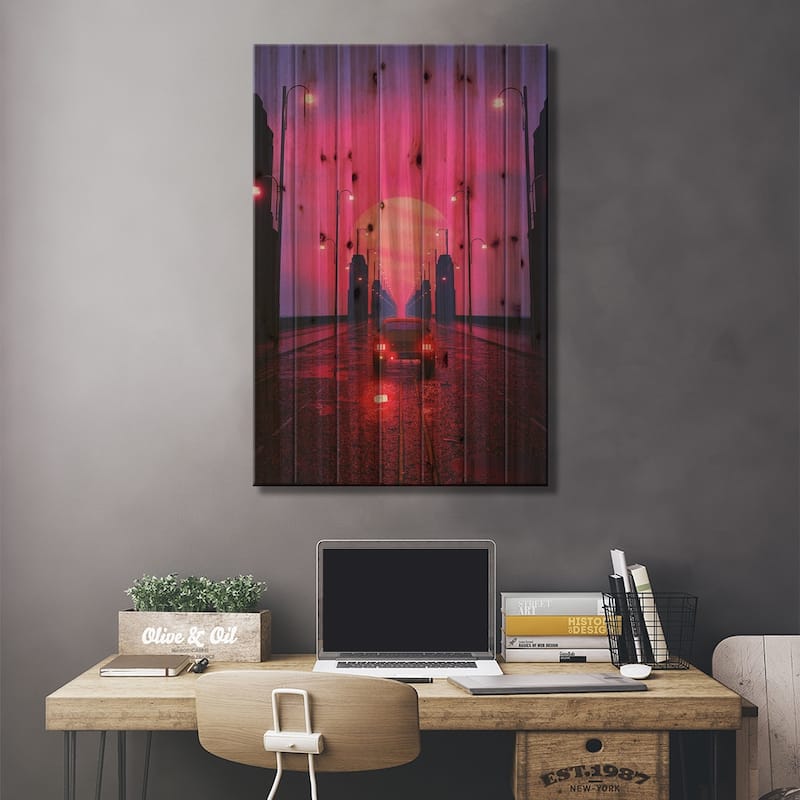 Sunset Boulevard Print On Wood by Davansh Atry - Multi-Color