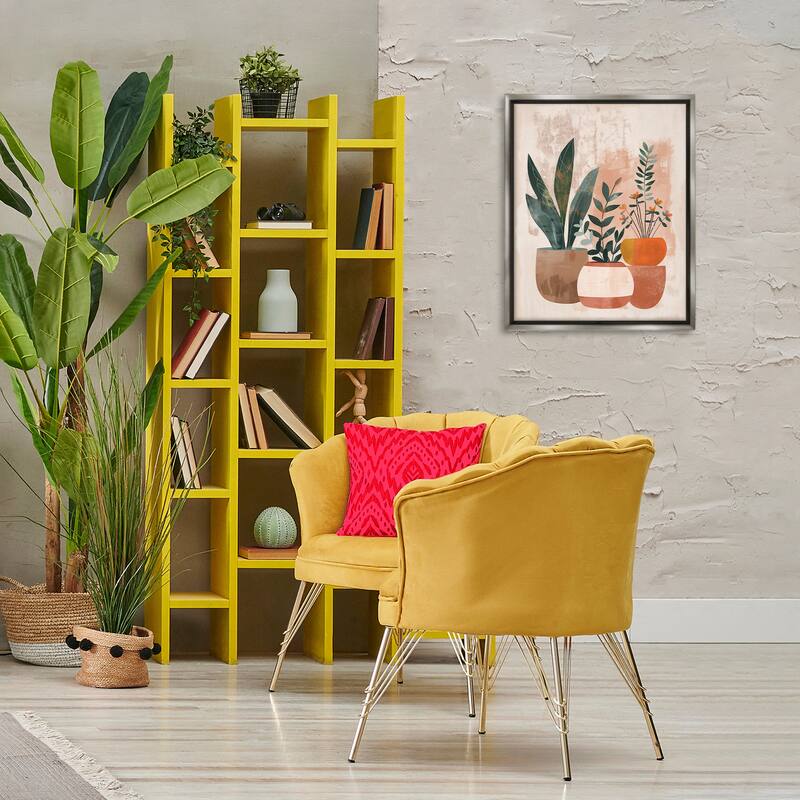 Stupell Earthy Boho Potted Plants Framed Floater Canvas Wall Art Design By LSR Creative Studio