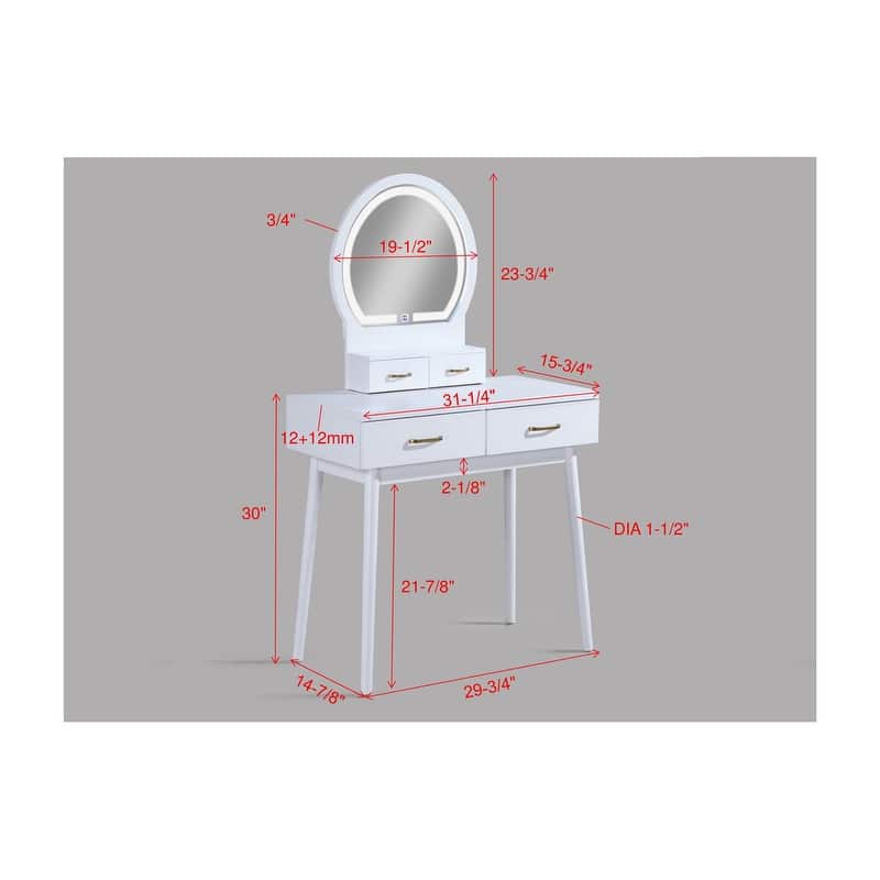 Vanity Dresser with Mirror and Stool Set Storage Drawers Luxury Furniture