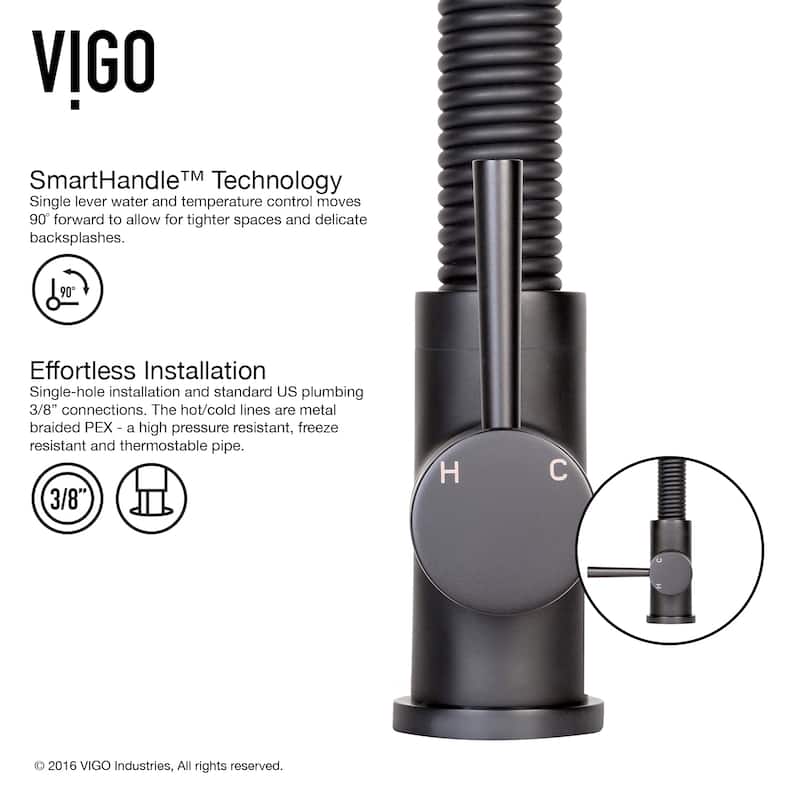 VIGO Edison 19" H Single Handle Pull-Down Sprayer Kitchen Faucet