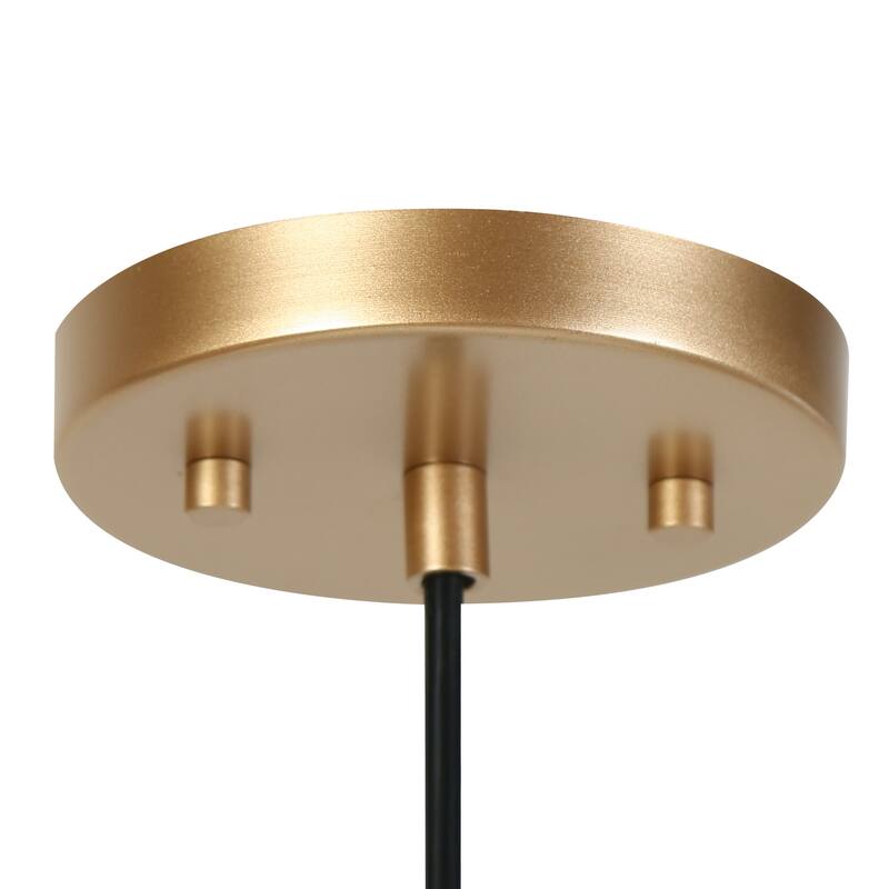 Modern Gold 1-Light Textured Clear Glass Pendant Light for Kitchen Island - D7.9"xH12.5"