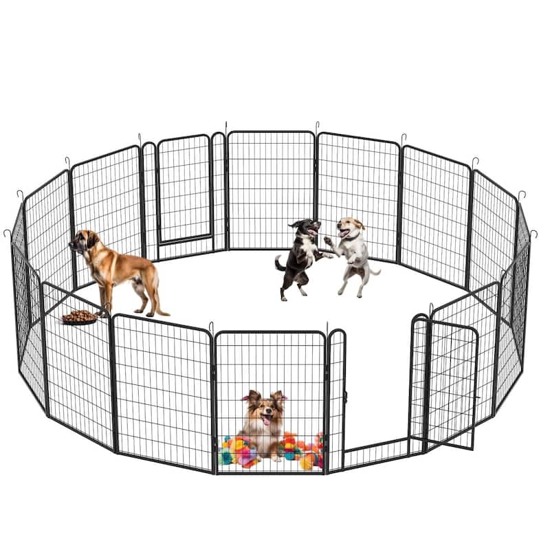 Heavy Duty Metal Dog Playpen with Door and 6 to 16 Panels for Indoor Outdoor