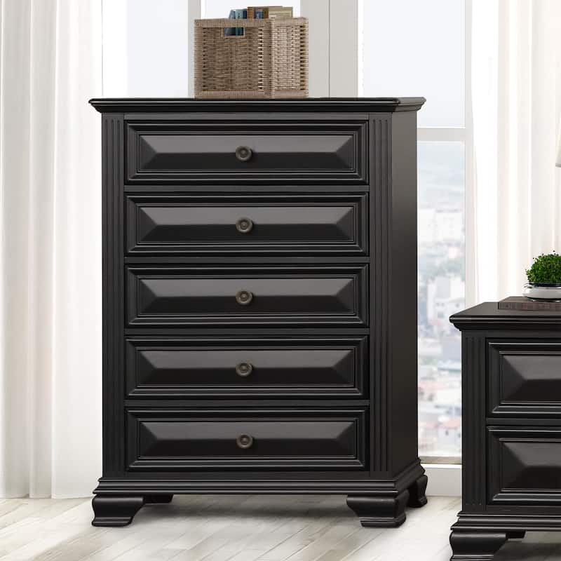 Roundhill Furniture Renova Vintage Black 5-Drawer Chest