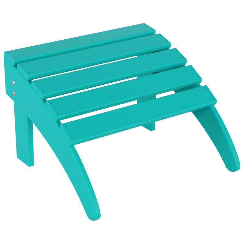 POLYTRENDS Laguna Eco-Friendly All-Weather Outdoor Patio Foldable Adirondack Chair Ottoman - Turquoise