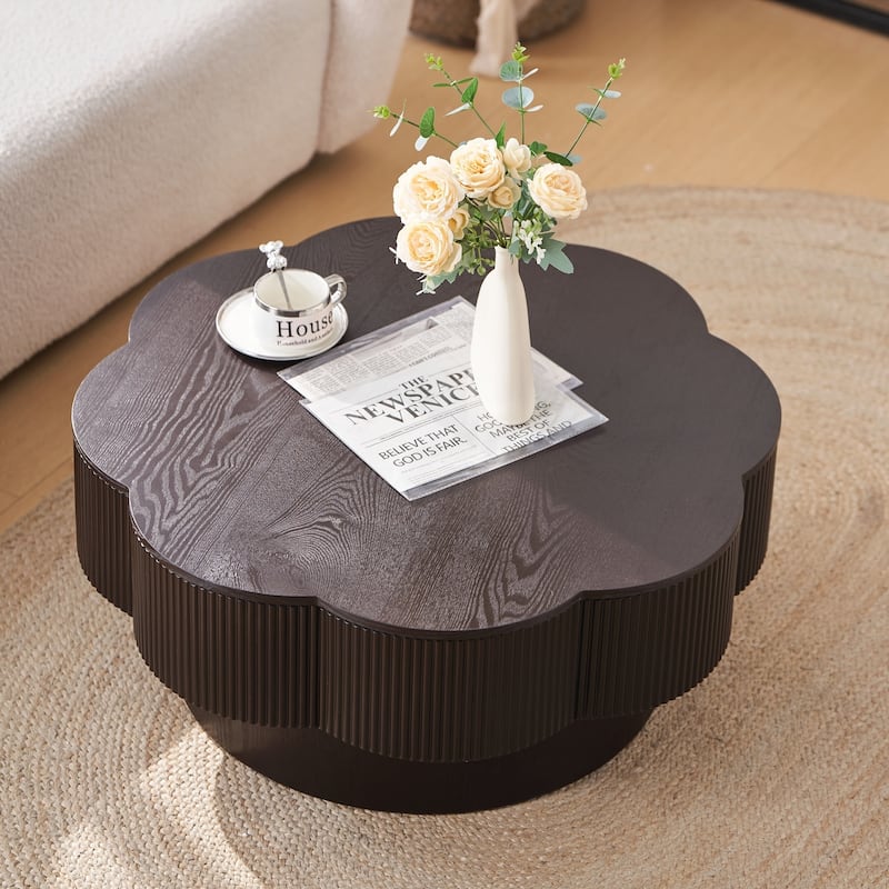 31.50"Modern Flower Shaped Coffee Table, Plum Blossom Shaped Coffee Table with Storage