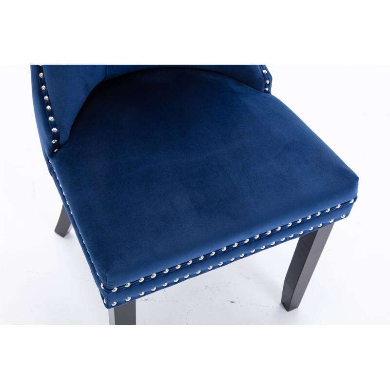 Tufted Velvet Upholstered Dining Chair with Wood Legs Set of 2