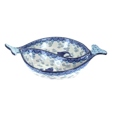 Blue Rose Polish Pottery E89 Ceramika Artystyczna Yin-Yang Fish Dish
