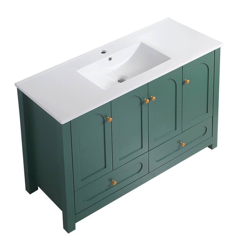 48" Green Bathroom Vanity with Ceramic Sink Combo