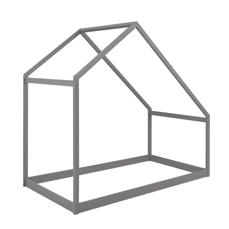 Solid Wood House Bed with Roof for Kids