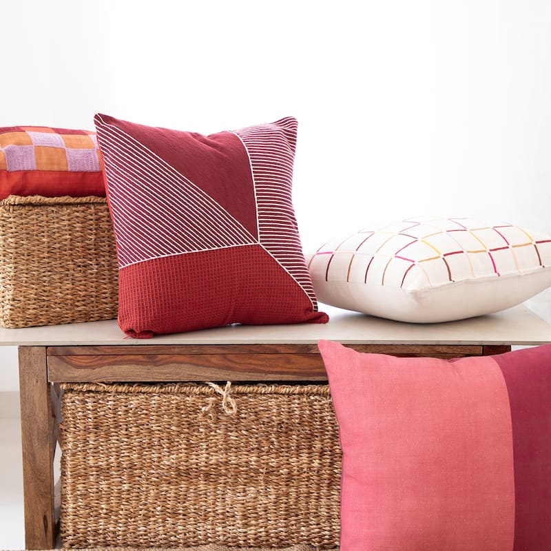 Sevita Contemporary Striped Geometric Hand-Woven Indoor Throw Pillow
