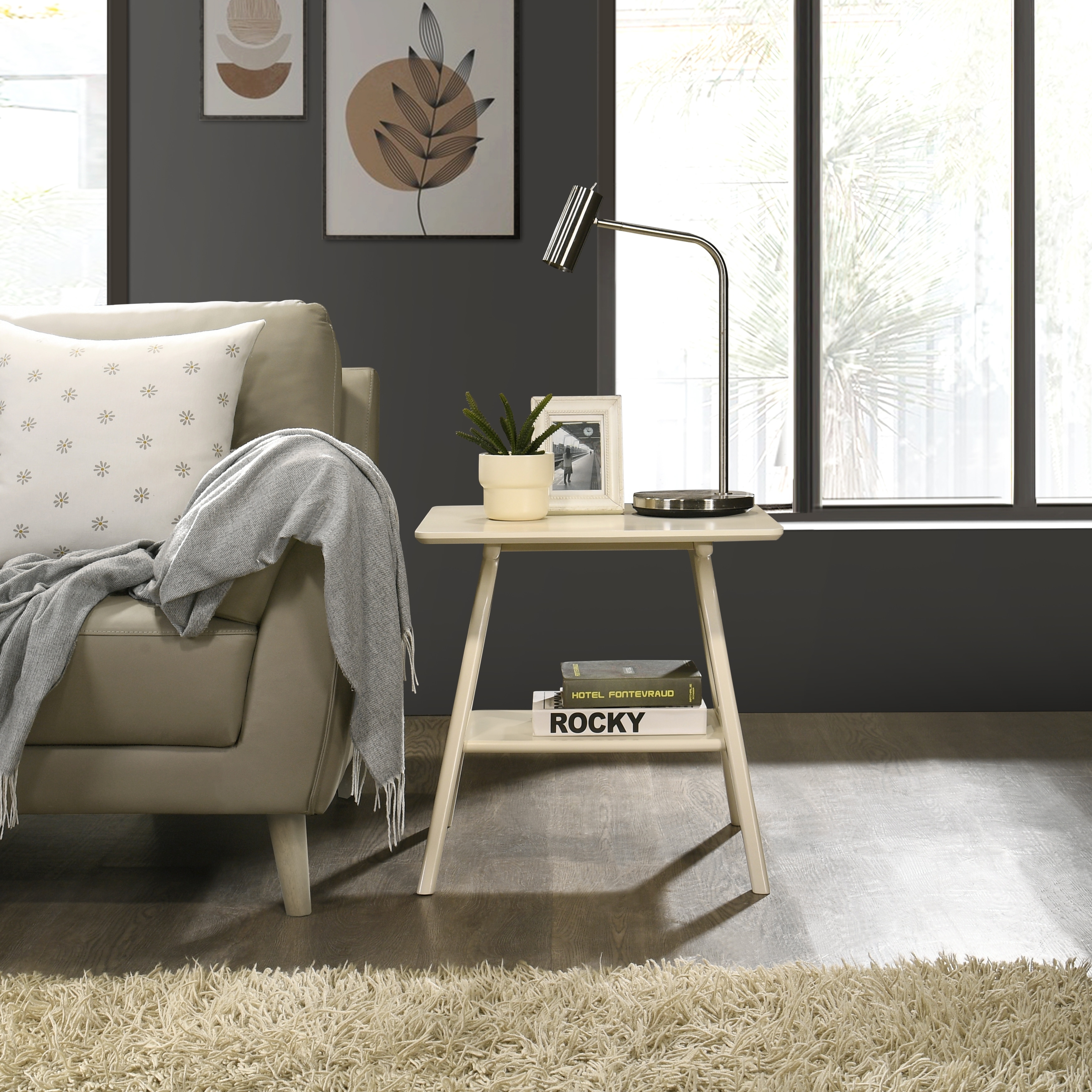 Roundhill Furniture Arona Mid-Century Modern Wood End Table