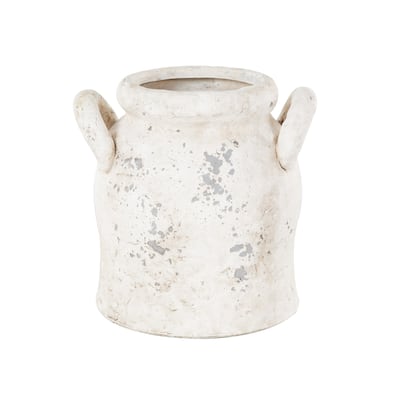 Ceramic Antique Style Distressed Vase with Handles - Cream or Pink - Roche River Decor