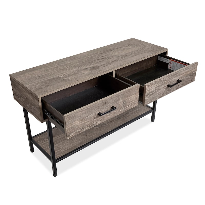 Magnussen Home Fenwick Whitetail Brown and Smoke Glass Rectangular Sofa Table - 48''W x 16''D x 28''H
