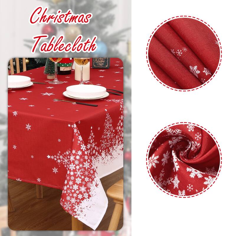 Washable Rectangle Waterproof Christmas Table Cloth, Red