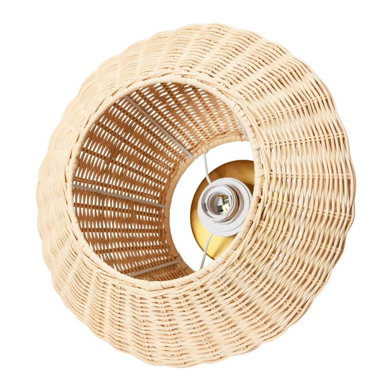 Rattan Shade Ceiling Lamp - 13.8"L x 13.8"W x 8.9"H