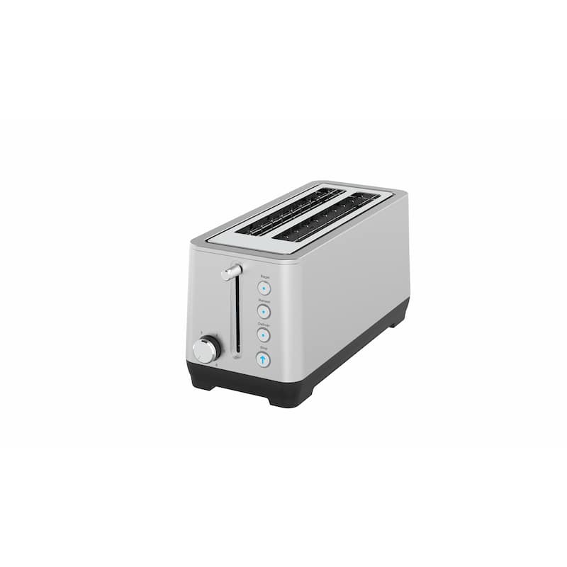 4-Slice Extra Wide Long Slot Toaster (Silver, 1500W) - Stainless Steel with Warming Rack
