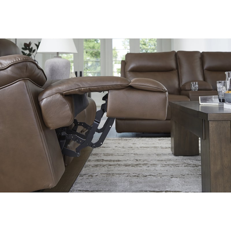Signature Design by Ashley VonRyan Dark Brown Power Reclining Sofa with Adjustable Headrest - 92"W x 42"D x 42"H