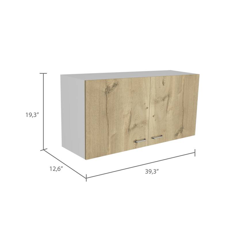 Wall Cabinet, Two Shelves, Double Door, Black Wengue Finish