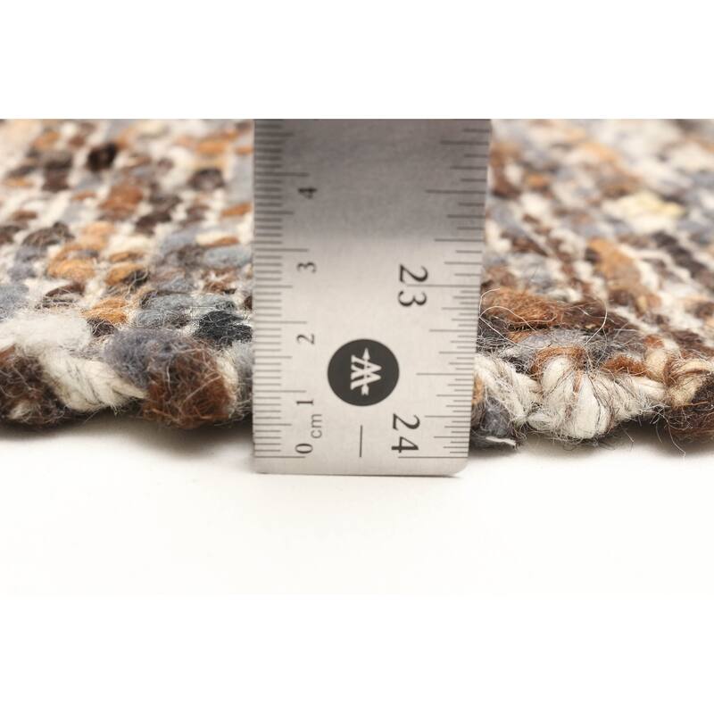 ECARPETGALLERY Braid weave Sienna Dark Brown Wool Rug - 6'1 x 9'1