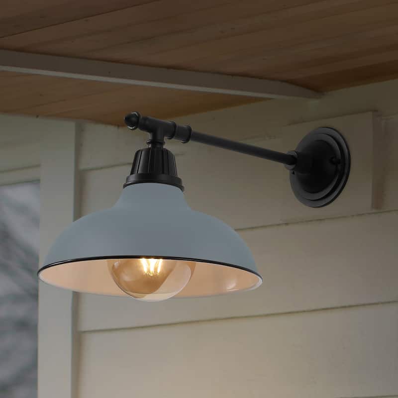 12.25" Indoor/Outdoor LED Arm Sconce, By JONATHAN Y - 12.25 - 12.25 - Matte Gray/Black