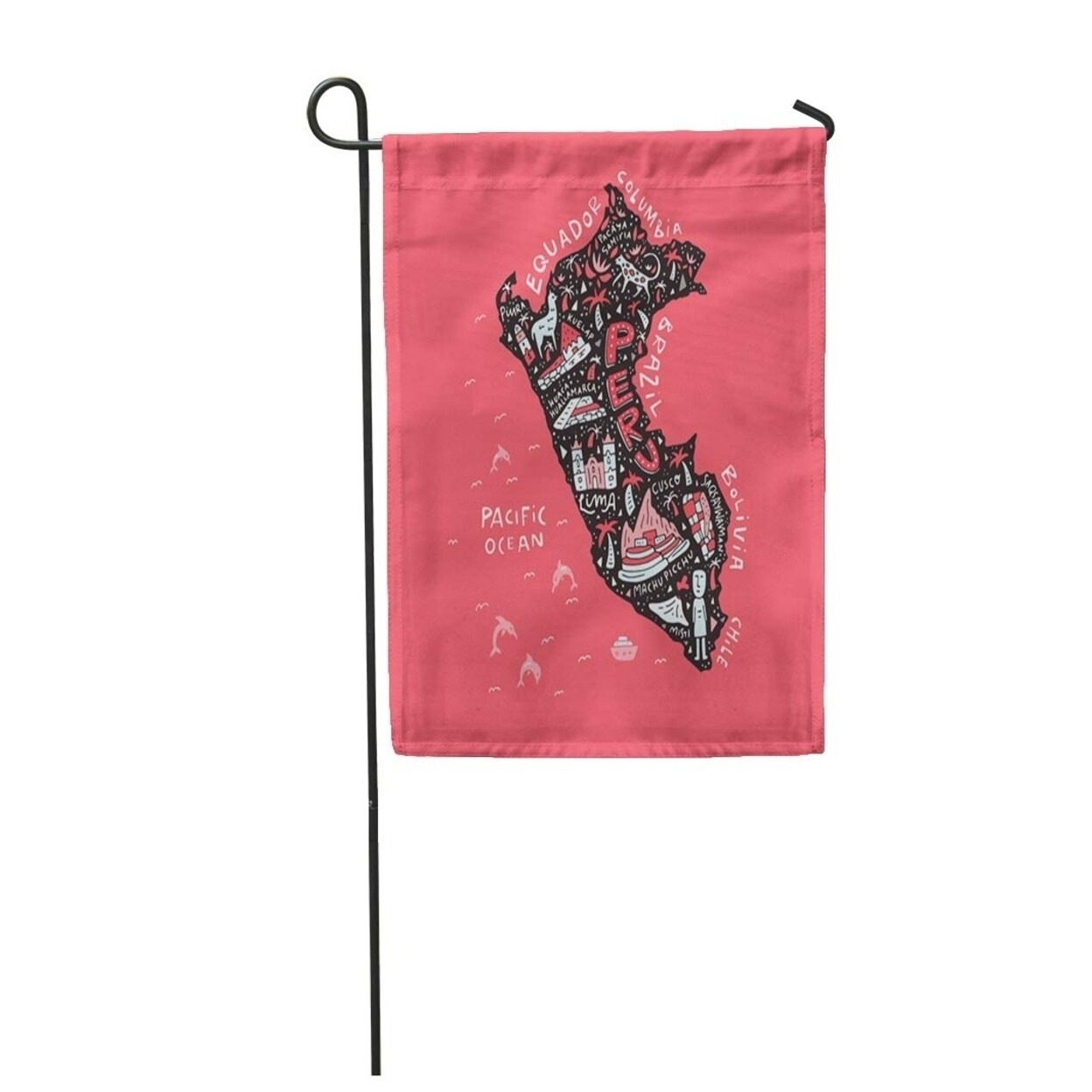 Shop Lima Cartoon Map Of Peru All Main Symbols The Country Garden Flag Decorative Flag House Banner 12x18 Inch Overstock 31385021