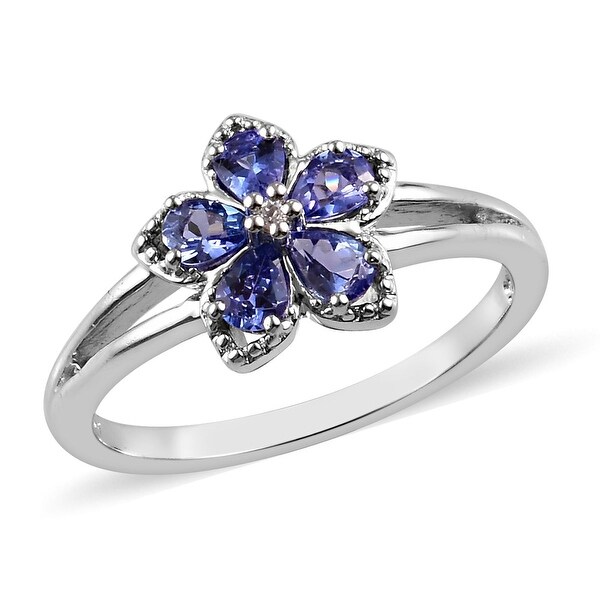 Shop 925 Sterling Silver AAA Tanzanite Zircon Flower Ring Size 10 Ct 0.75 - Ring 10 - On Sale ...