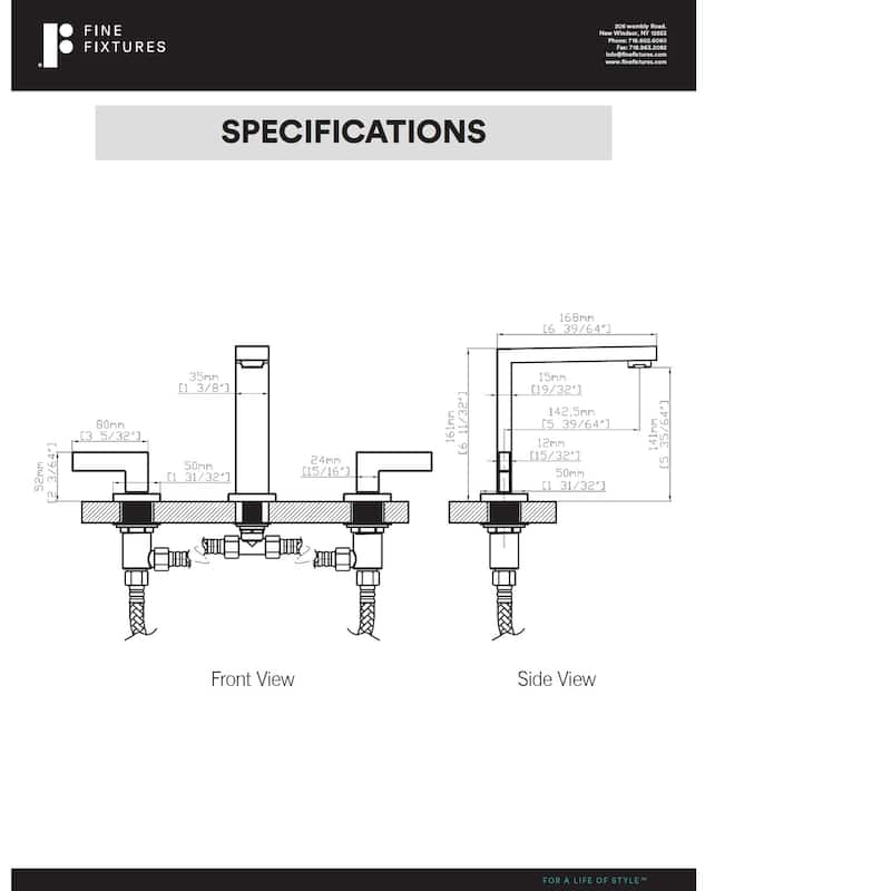 Fine Fixtures Square Bathroom Faucet, 8" Spread