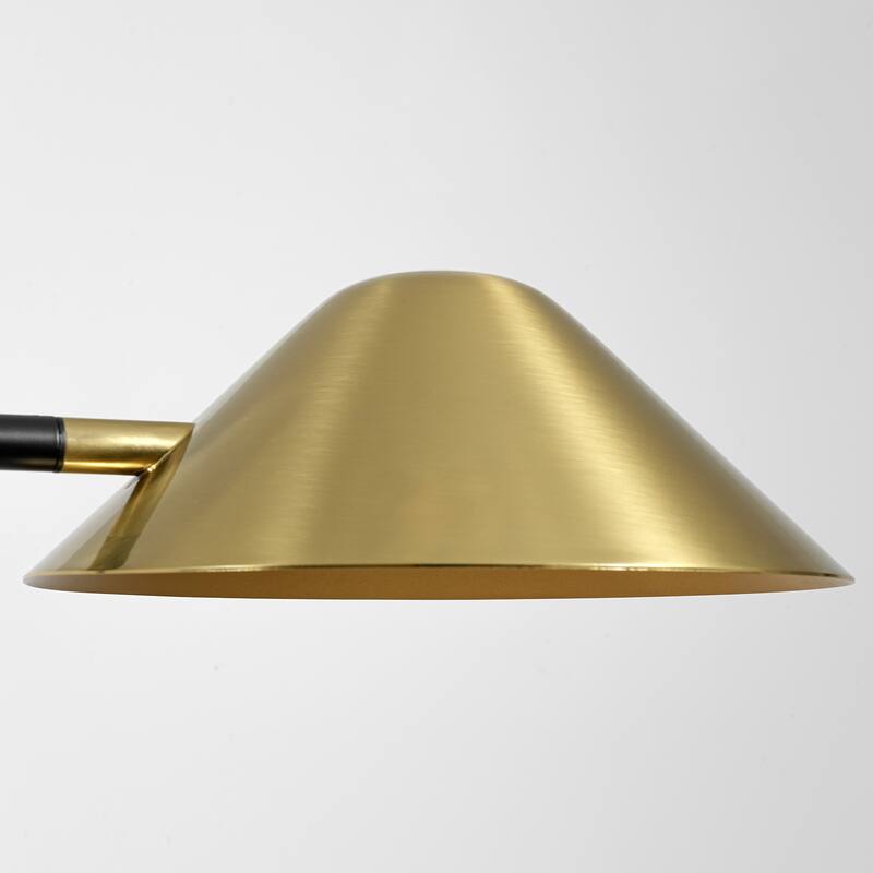 2-Light Industrial Black and Brass Linear Cone Pendant Light - 53.94" L × 3.94" H × 9.84" D
