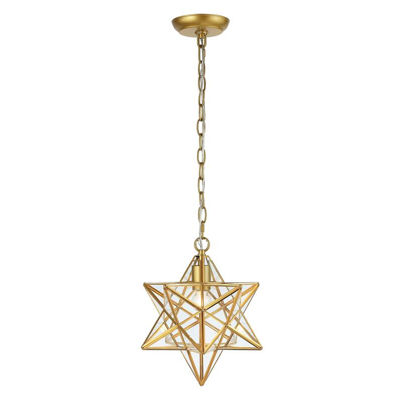 Lynn Moravian Star Metal/Clear Glass LED Pendant, by JONATHAN Y - 1 Light