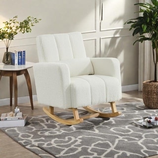 Teddy Velvet Rocking Chair with Pillow and Rubberwood Base - Bed Bath ...