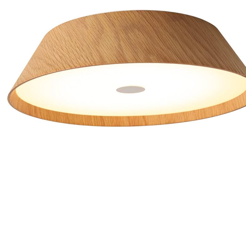 Scandinavian Wood Style Dimmable LED Flush Mount Ceiling Light 13.2in