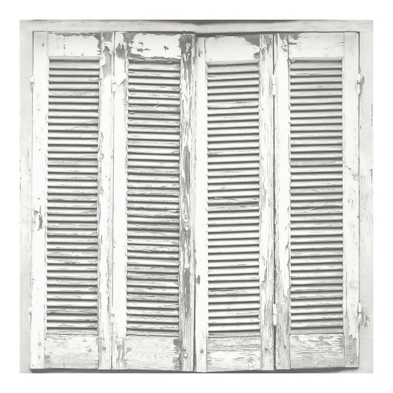 ESTA Home Lansbury Off-White Distressed Shutter Wallpaper - 20.5 x 396 x 0.025