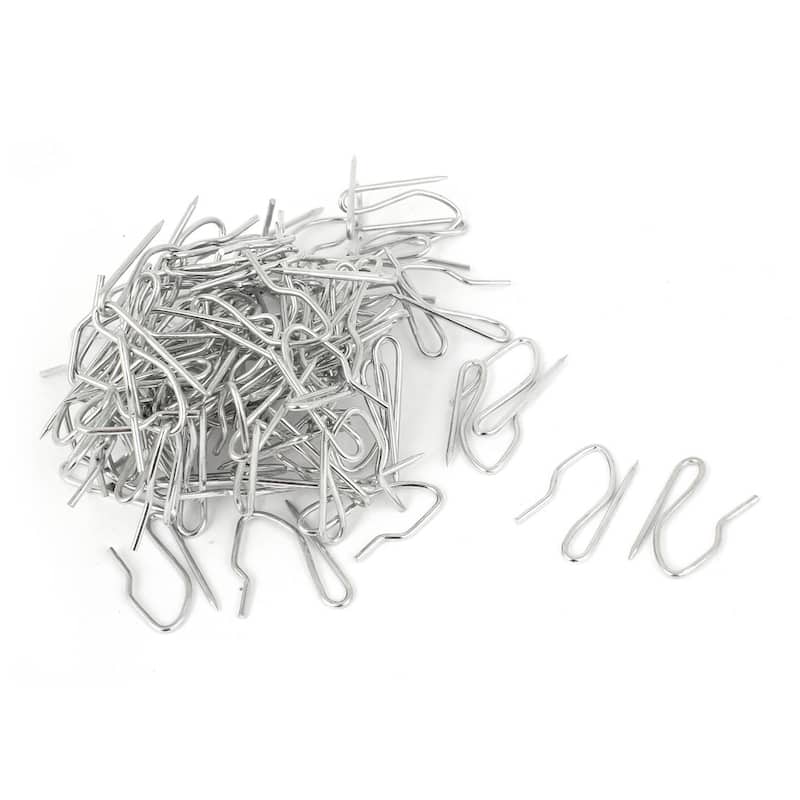 50pcs Window Curtain Hooks Drapery Hooks for Pleated Drapes Curtain Pins - Silver Tone
