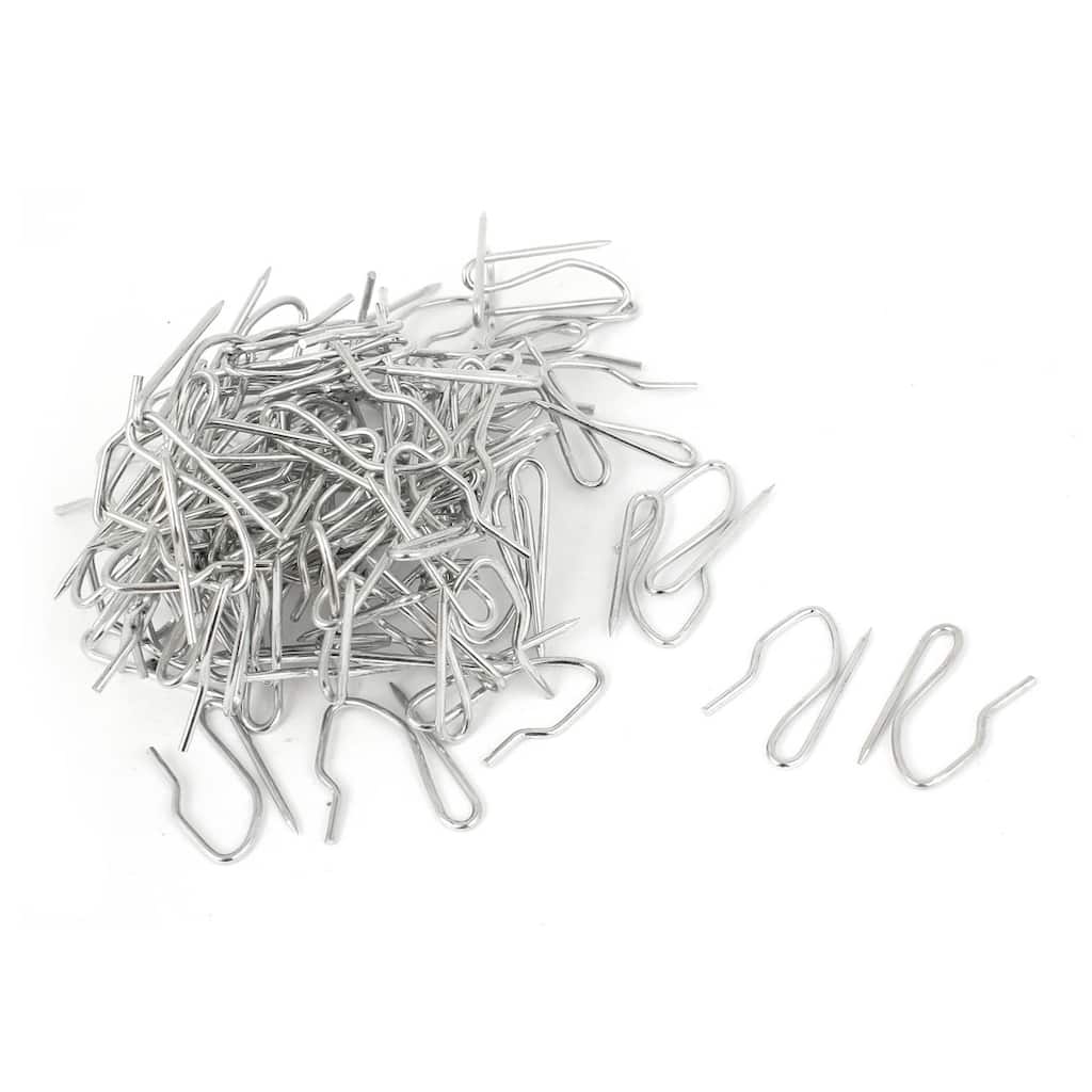 50pcs Window Curtain Hooks Drapery Hooks for Pleated Drapes Curtain Pins - Silver Tone
