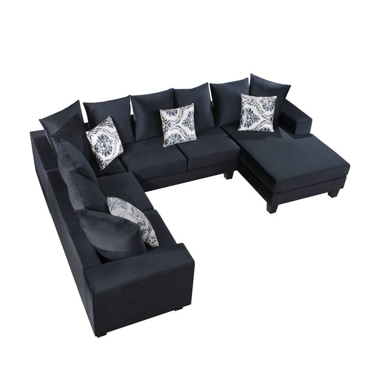 U Shape Modular Sectional Sofa, Velvet Corner Sectional Couch