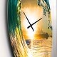 preview thumbnail 3 of 8, Designart 'Colored Ocean Waves Falling Down II' Modern Seashore Wall CLock